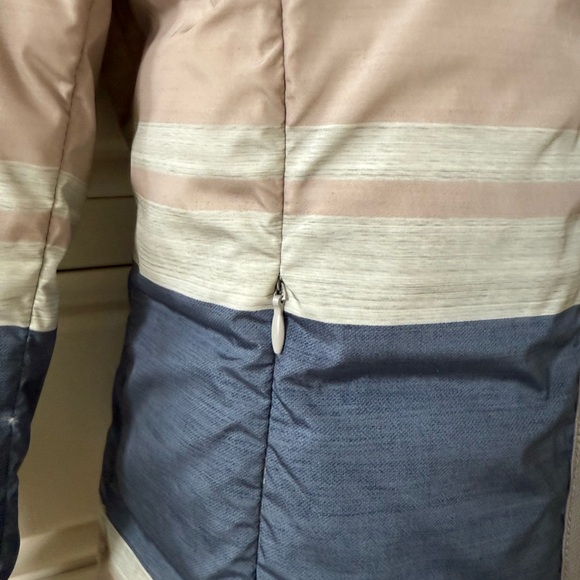 Armani Collezioni Blue and Tan Striped Puffer Jacket - Picture 4 of 11